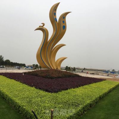 抽象凤凰标志不锈钢雕塑
