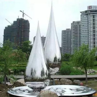 镜面水滴标志不锈钢雕塑