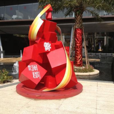 红色标志不锈钢企业雕塑