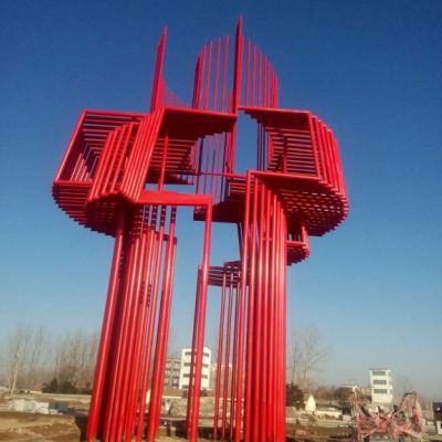 红色标志不锈钢园林雕塑