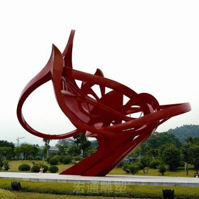 红色标志不锈钢户外雕塑