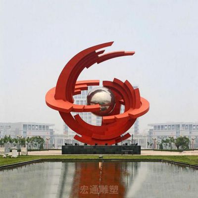 红色标志不锈钢公园雕塑