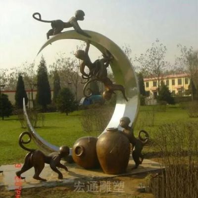 抽象小猴不锈钢景观雕塑