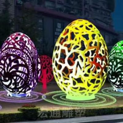 鸡蛋标志不锈钢景观雕塑
