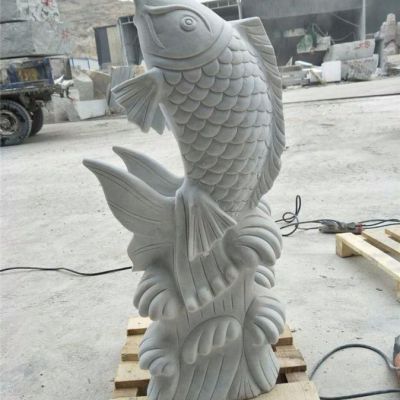 公园汉白玉鲤鱼雕塑