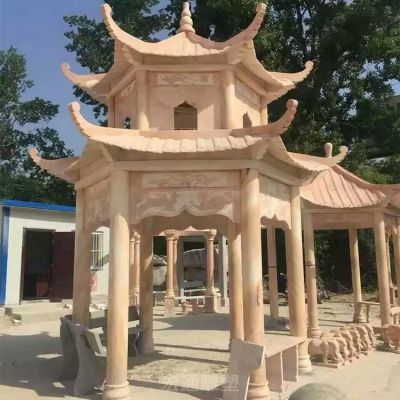 八角石凉亭广场景观石雕