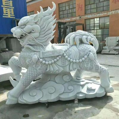 汉白玉麒麟动物雕塑