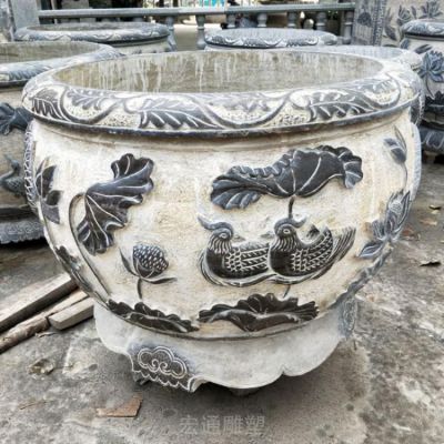 仿古荷花水缸石雕