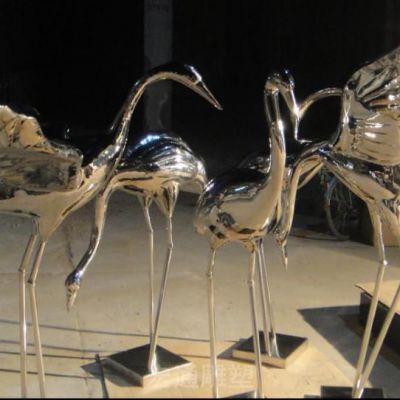 几何仙鹤不锈钢动物雕塑