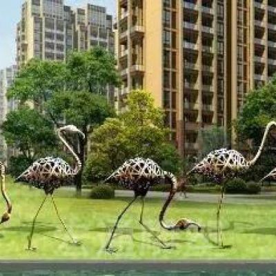 镂空不锈钢仙鹤景观雕塑