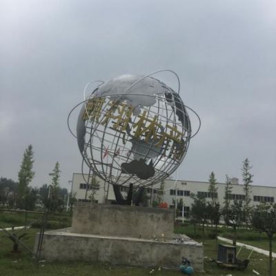 不锈钢地球仪标志抽象雕塑