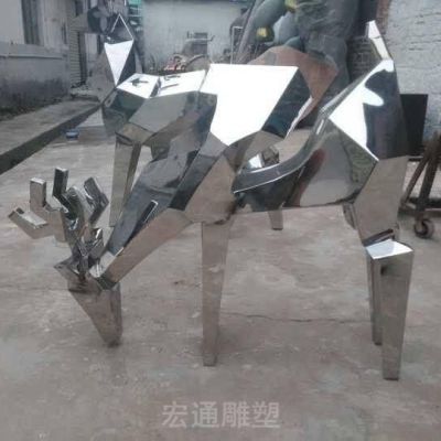 几何低头鹿抽象不锈钢雕塑