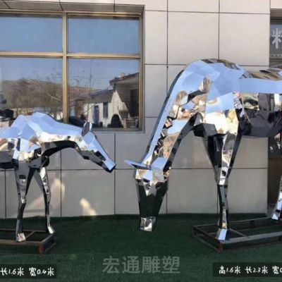 几何低头鹿商场不锈钢雕塑