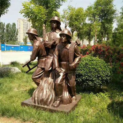 消防员人物标志铜雕