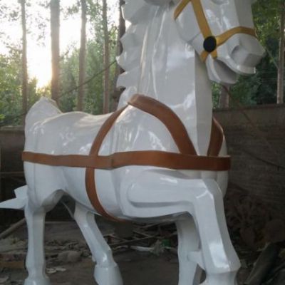白色八骏马动物铜雕
