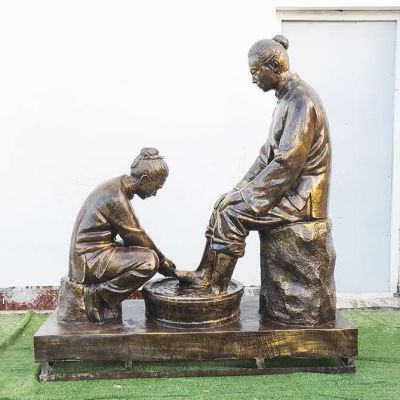 孝文化洗脚景观铜雕