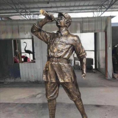 吹笛红军人物景观铜雕
