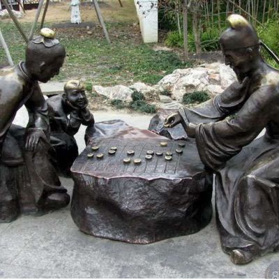 古代人物下围棋铜雕