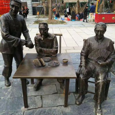 喝酒古代人物铜雕