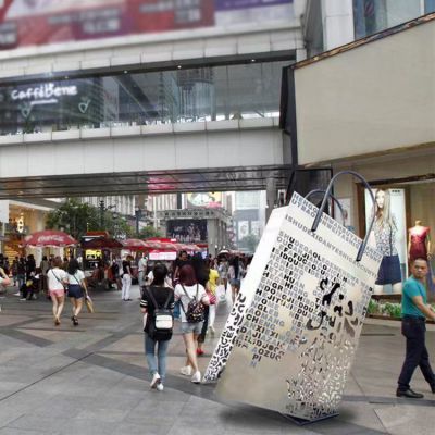 不锈钢购物袋广场雕塑