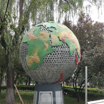 镂空地球仪庭院标志不锈钢雕塑