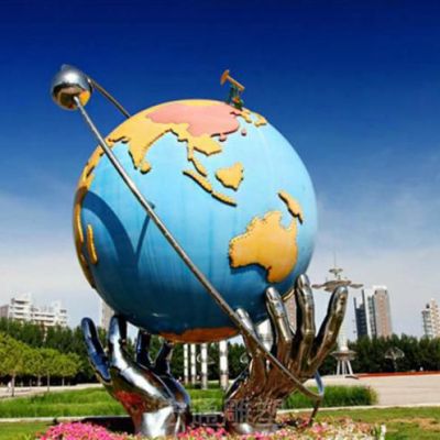 镂空地球仪户外标志不锈钢雕塑