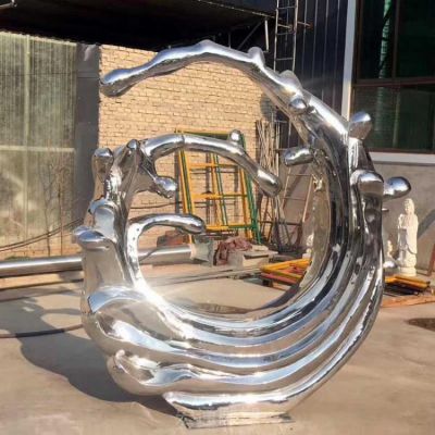 不锈钢抽象海浪小区雕塑