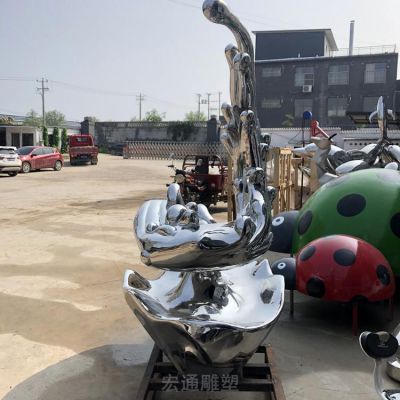 不锈钢抽象海浪广场雕塑