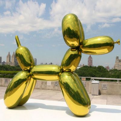 彩绘不锈钢狗动物雕塑