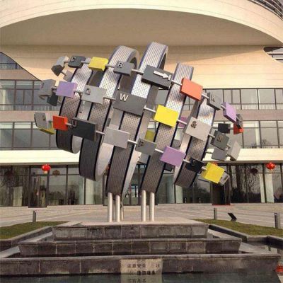 镂空不锈钢标志景观雕塑