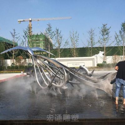 不锈钢凤凰动物广场雕塑