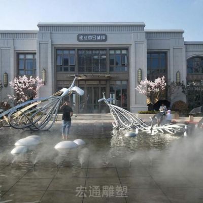 不锈钢凤凰动物城市雕塑