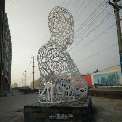 镂空人物标志不锈钢雕塑