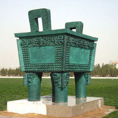 青铜四脚鼎校园铜雕