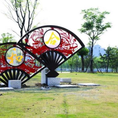 不锈钢扇子商场景观雕塑