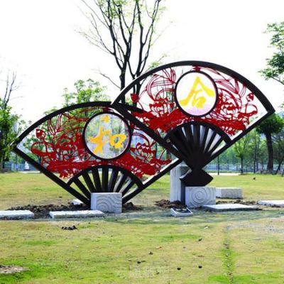 镂空扇子不锈钢雕塑