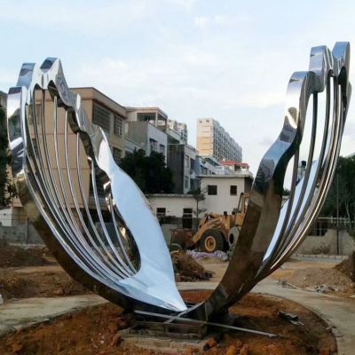 镂空扇贝庭院不锈钢雕塑