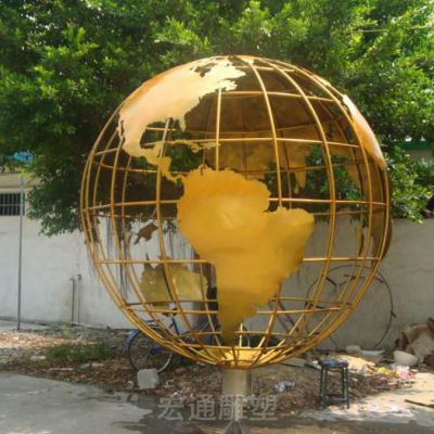 镂空不锈钢地球仪城市雕塑