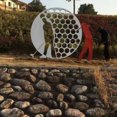 不锈钢高尔夫球运动雕塑