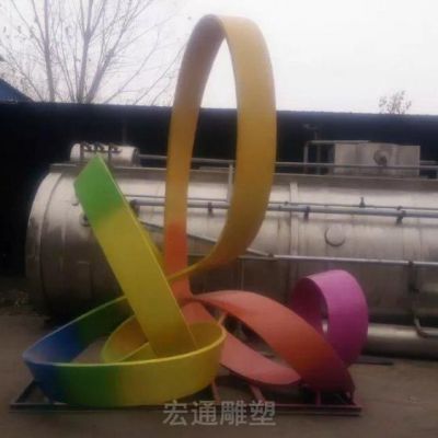 不锈钢彩绘彩带景区雕塑
