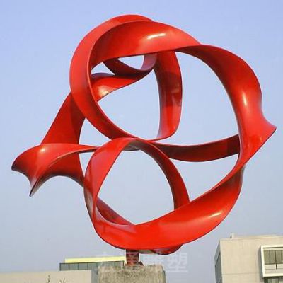 不锈钢彩绘彩带公园雕塑