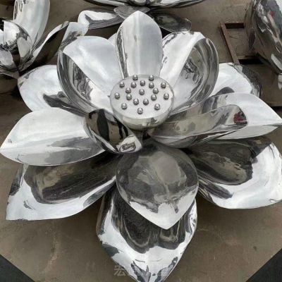 镜面荷花街边不锈钢雕塑