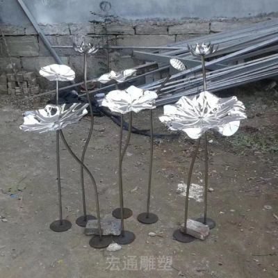 镜面荷花园林不锈钢雕塑