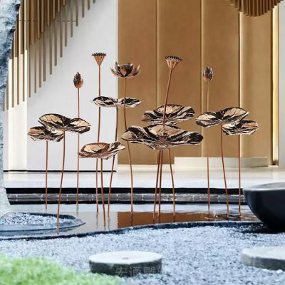 镜面荷花户外不锈钢雕塑