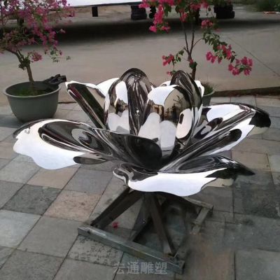 镜面荷花广场不锈钢雕塑