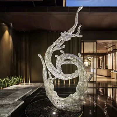 发光海浪镂空不锈钢雕塑