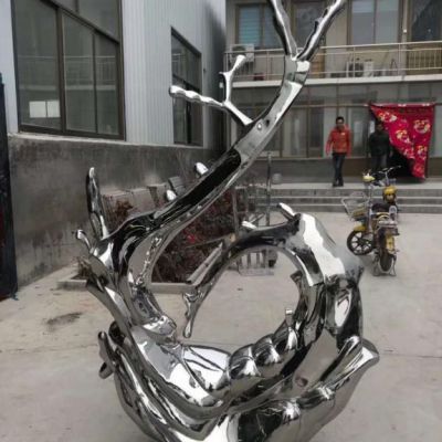 庭院抽象海浪不锈钢雕塑