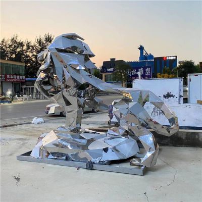 几何狮子城市不锈钢雕塑