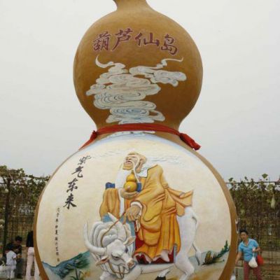 彩绘葫芦不锈钢景观雕塑