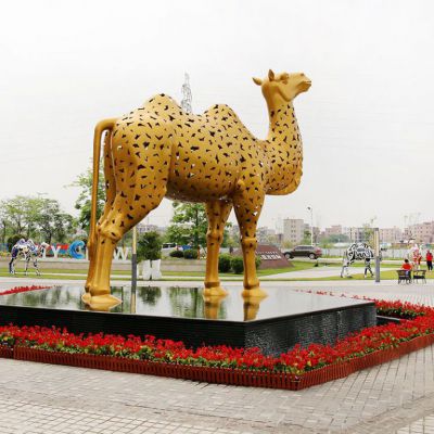 镂空骆驼动物标志铜雕